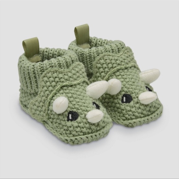 Carter's Green Dinosaur Baby Booties - Picture 1 of 5